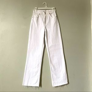 ZARA HI-RISE WIDE LEG FULL LENGTH JEANS White Size 4 NWOT